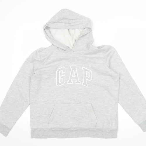 GAP Women Light Grey Pullover Hoodie L Soft Cotton Blend Casual