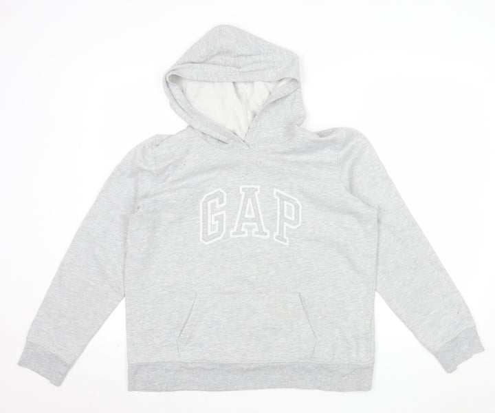 GAP Women Light Grey Pullover Hoodie L Soft Cotton Blend Casual
