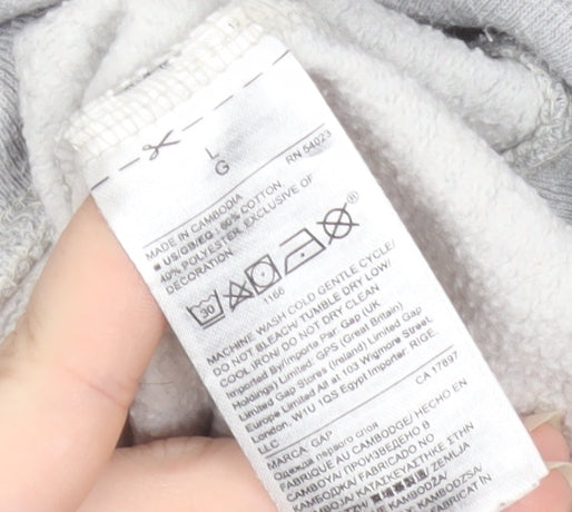 GAP Women Light Grey Pullover Hoodie L Soft Cotton Blend Casual