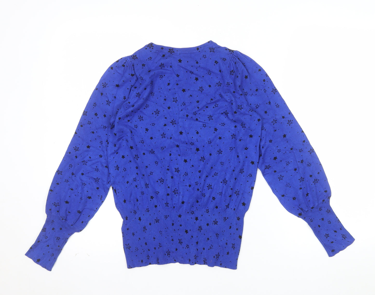 Marks and Spencer Women's Blue Star Print Pullover Jumper Size S