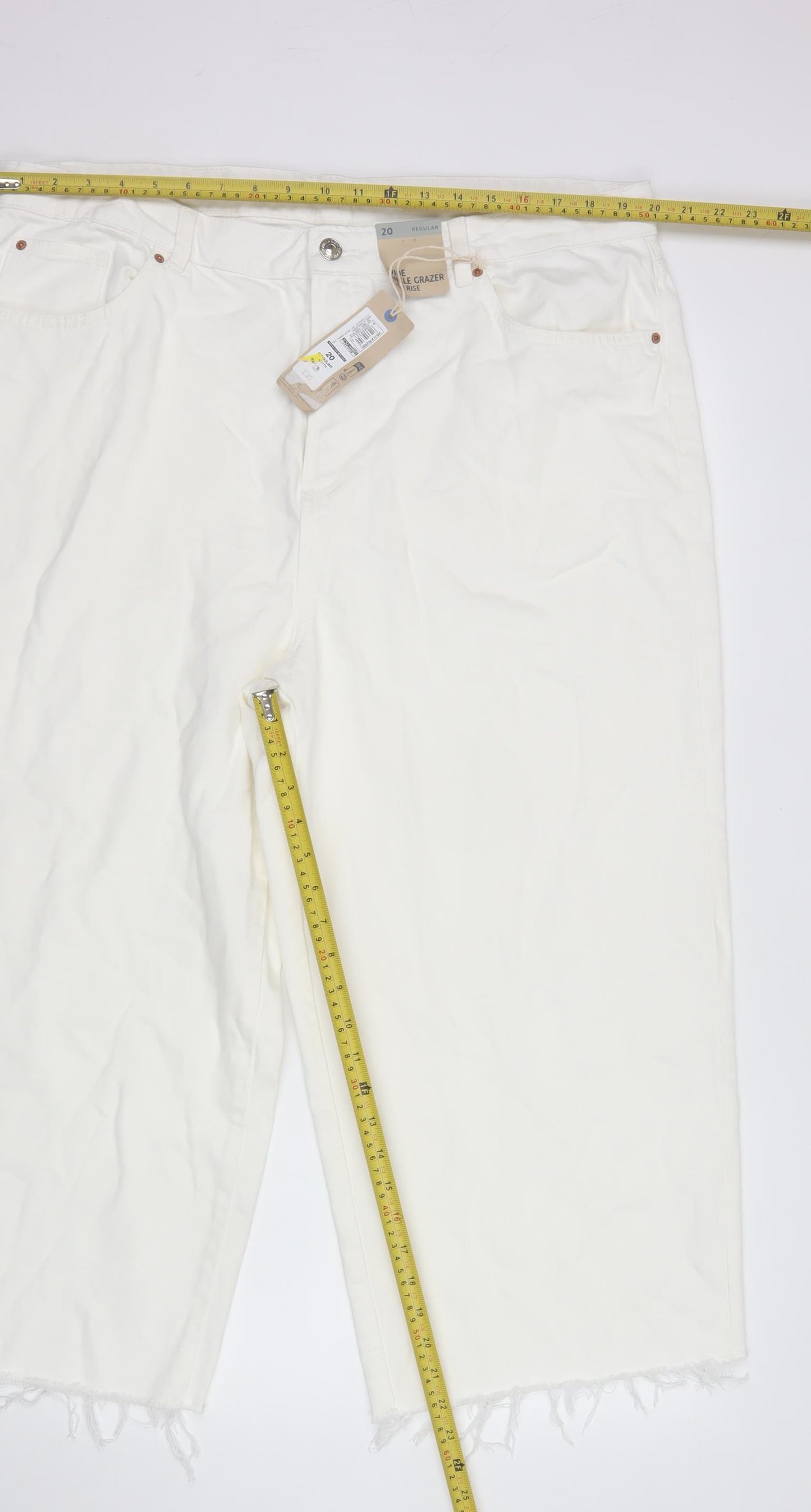 Marks and Spencer Women’s White Cropped Canvas Jeans Size 20