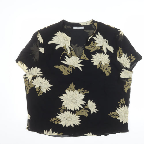 Marks and Spencer Women's Black Floral Viscose Tunic Blouse UK 20