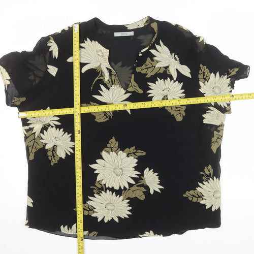 Marks and Spencer Women's Black Floral Viscose Tunic Blouse UK 20