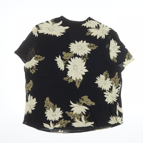 Marks and Spencer Women's Black Floral Viscose Tunic Blouse UK 20