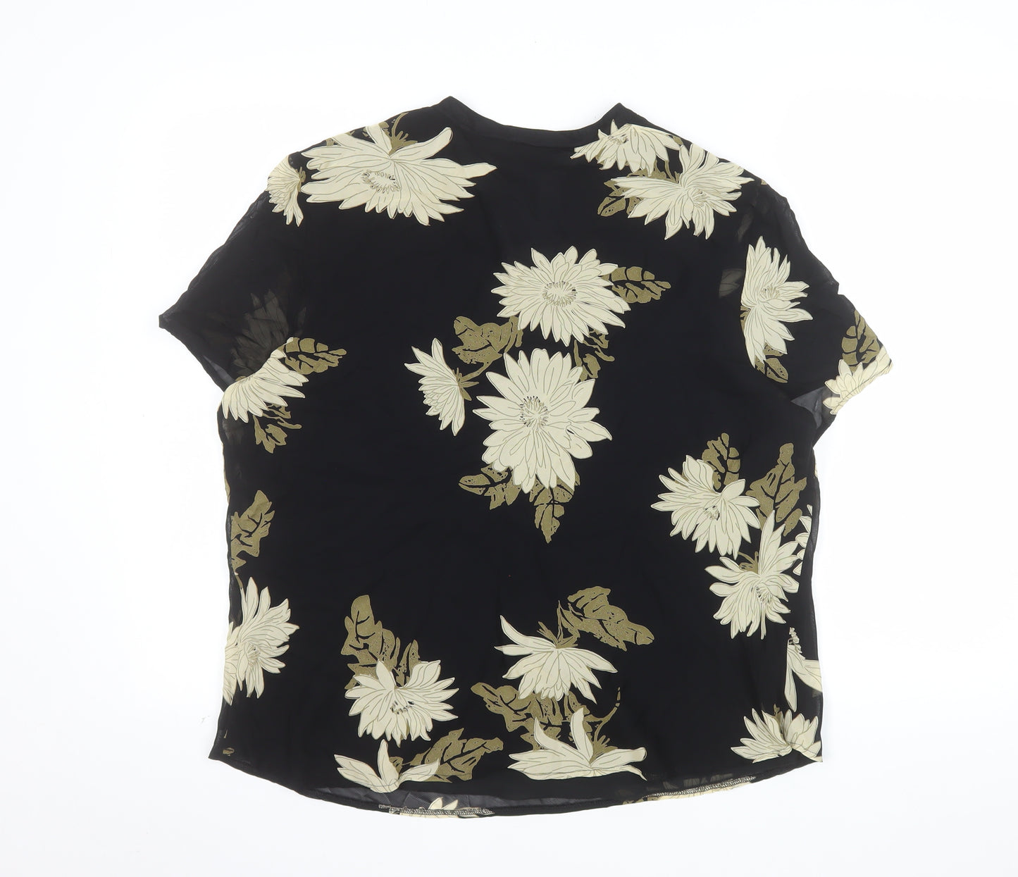 Marks and Spencer Women's Black Floral Viscose Tunic Blouse UK 20