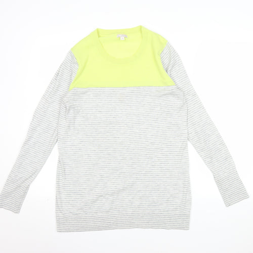Gap Womens Grey Striped Wool Blend Crew Neck Pullover Jumper L