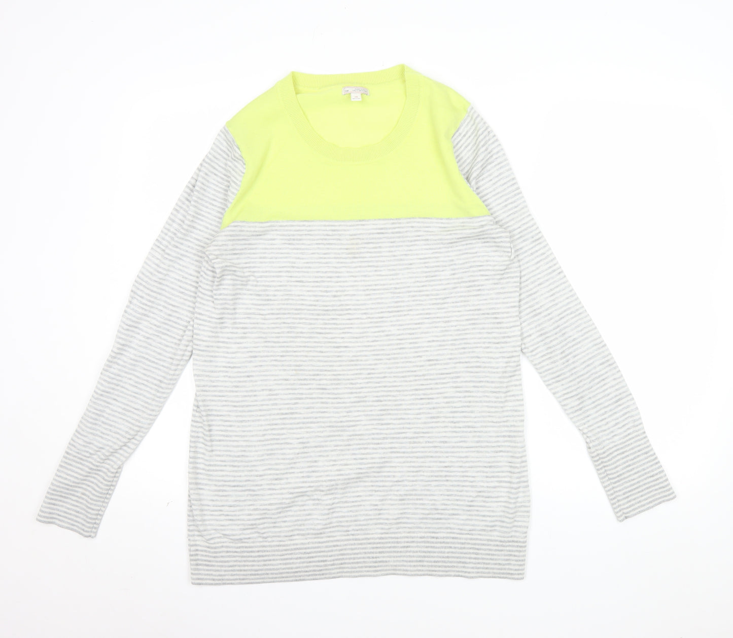 Gap Womens Grey Striped Wool Blend Crew Neck Pullover Jumper L