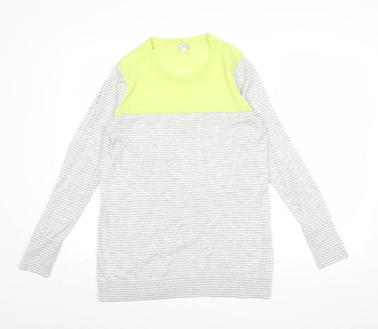 Gap Womens Grey Striped Wool Blend Crew Neck Pullover Jumper L