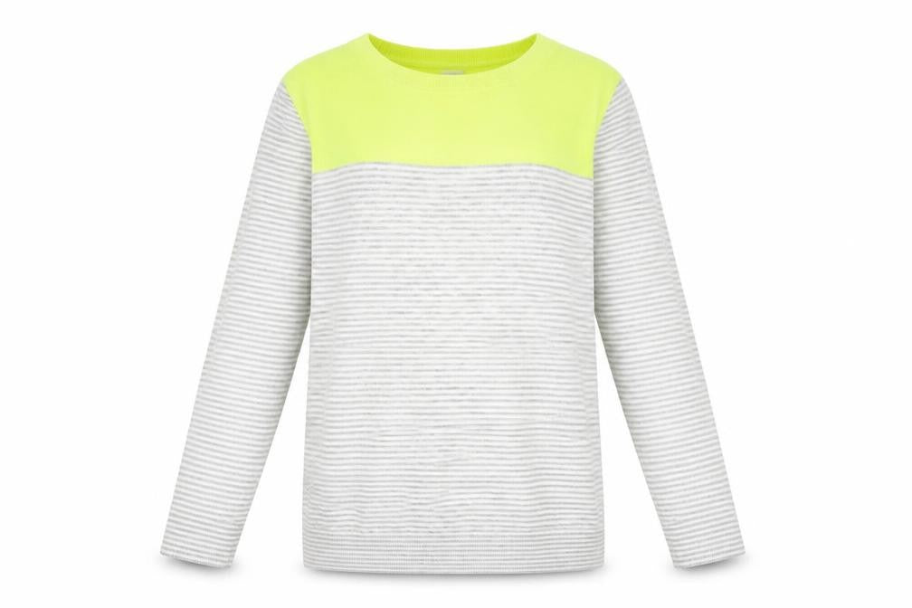 Gap Womens Grey Striped Wool Blend Crew Neck Pullover Jumper L
