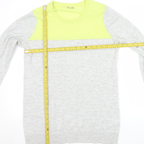 Gap Womens Grey Striped Wool Blend Crew Neck Pullover Jumper L