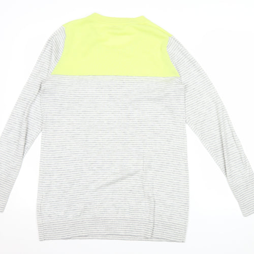 Gap Womens Grey Striped Wool Blend Crew Neck Pullover Jumper L