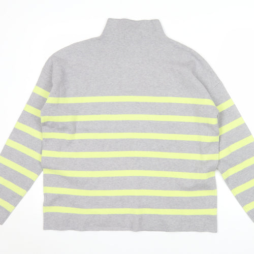 Tahari Women’s Grey Striped Mock Neck Long Sleeve Pullover Jumper L