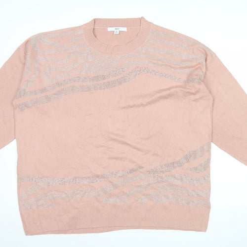 Next Womens Pink XL Acrylic Crew Neck Sequin Pullover Jumper
