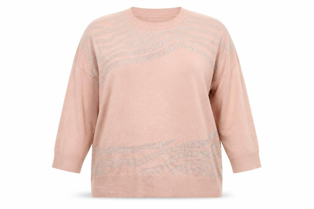 Front view of Next women’s pink xl acrylic crew neck sequin jumper