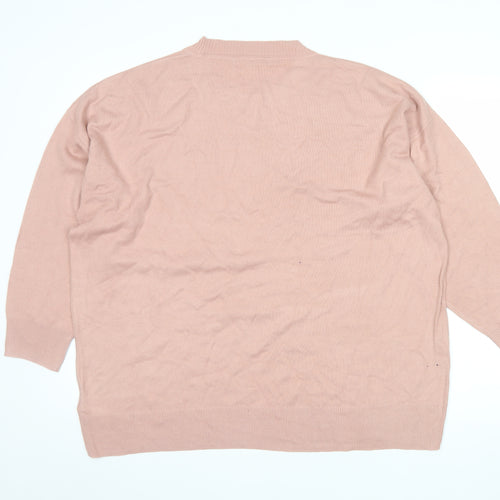 Next Womens Pink XL Acrylic Crew Neck Sequin Pullover Jumper