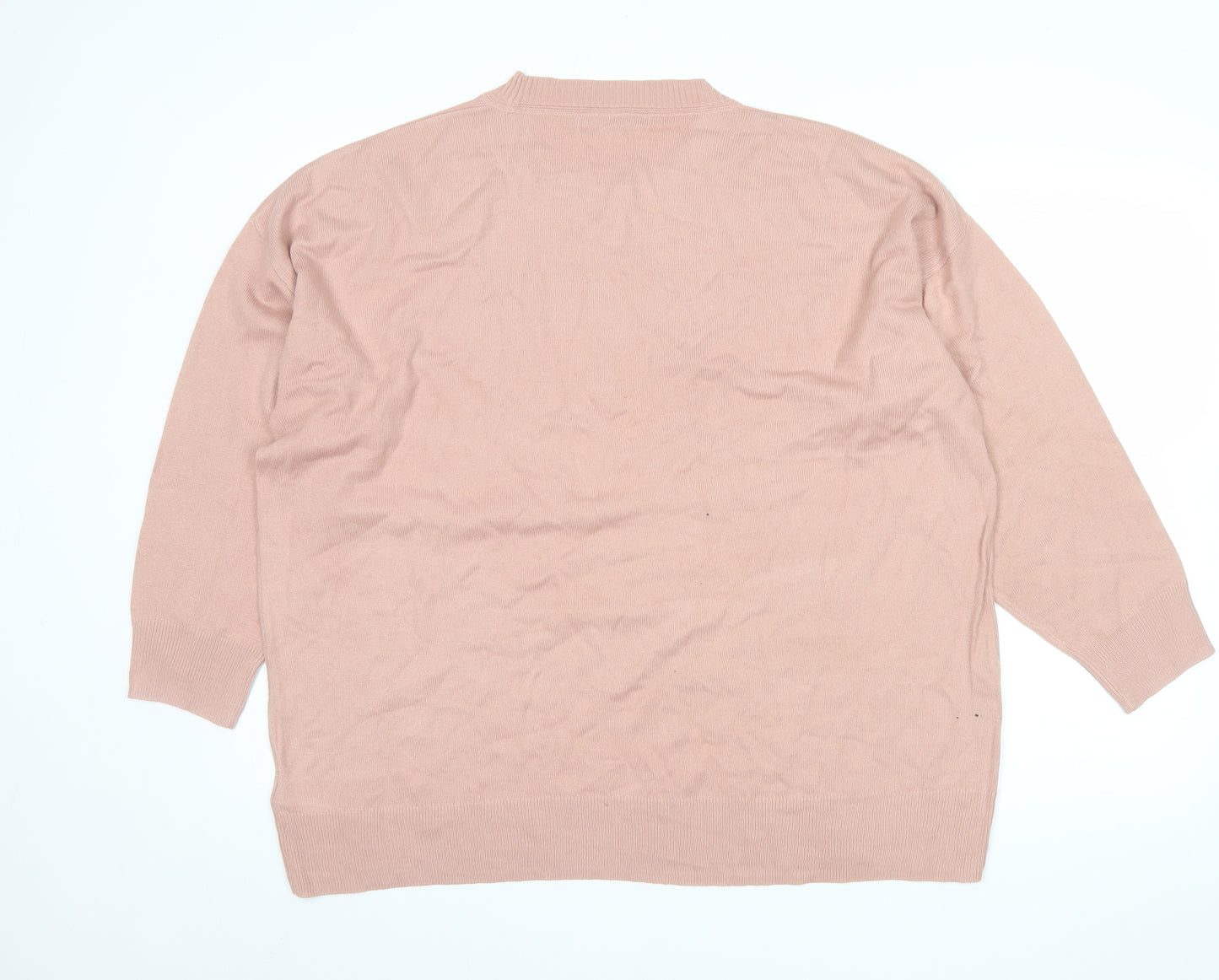 Next Womens Pink XL Acrylic Crew Neck Sequin Pullover Jumper