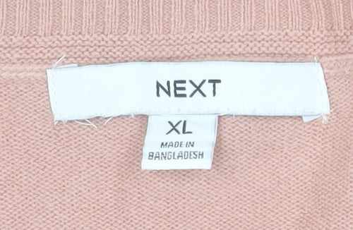 Next Womens Pink XL Acrylic Crew Neck Sequin Pullover Jumper