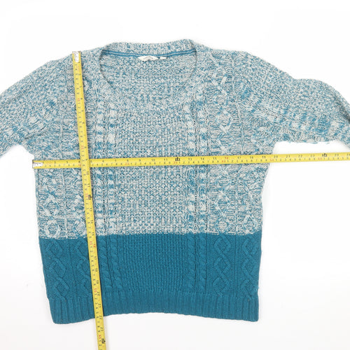 FatFace Women's Blue Cotton Wool Cable Knit Jumper Size 10