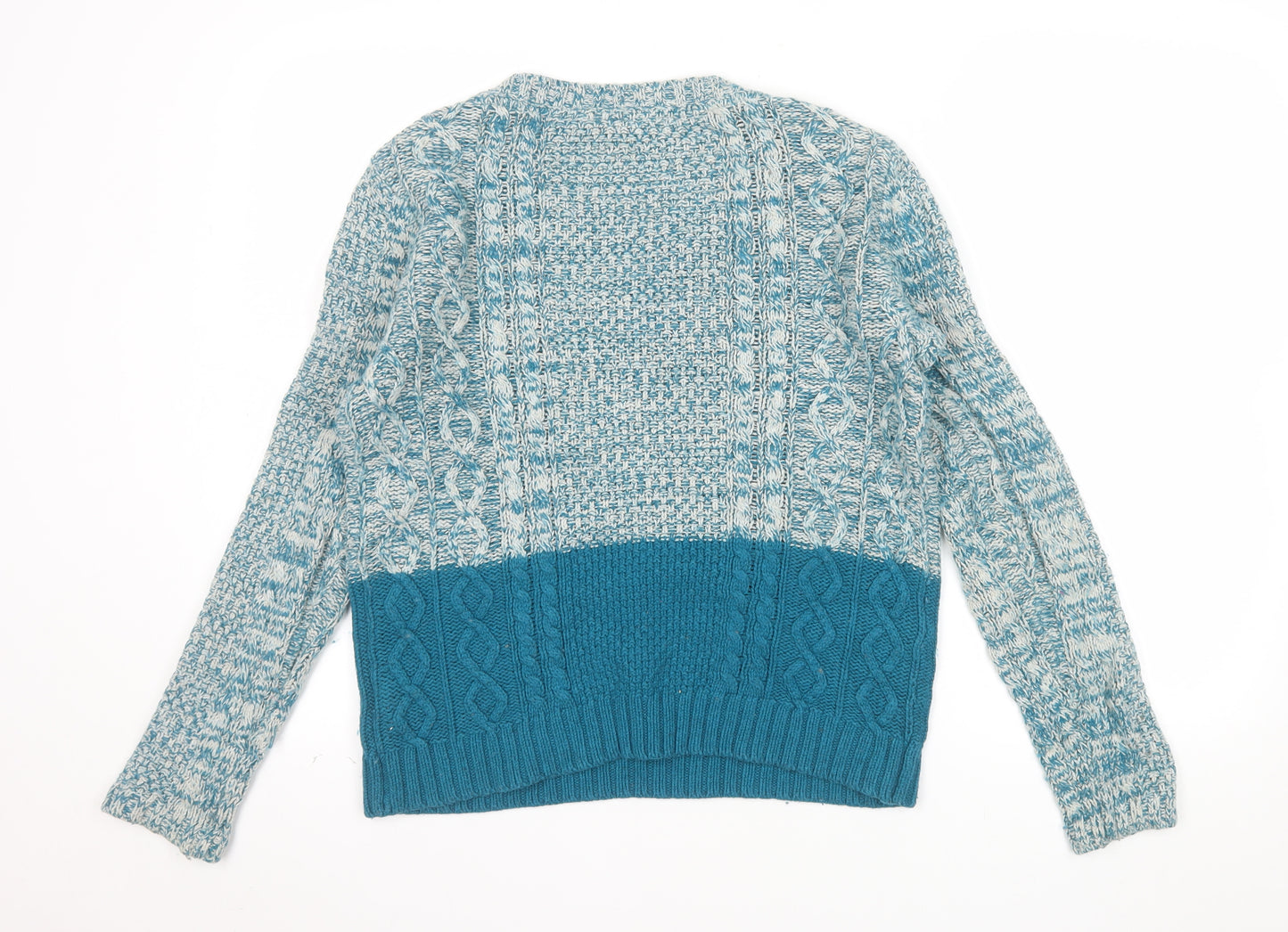 FatFace Women's Blue Cotton Wool Cable Knit Jumper Size 10
