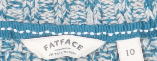 FatFace Women's Blue Cotton Wool Cable Knit Jumper Size 10