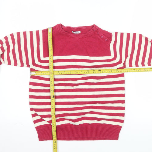 Ben Sherman Women's Red Striped Cotton Knit Jumper Size M