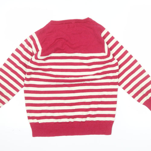 Ben Sherman Women's Red Striped Cotton Knit Jumper Size M