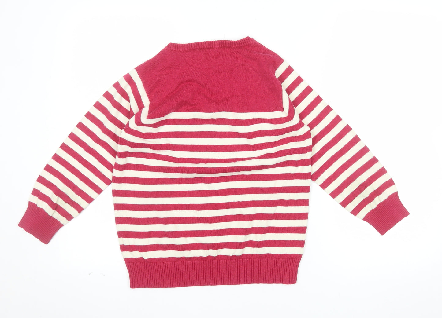 Ben Sherman Women's Red Striped Cotton Knit Jumper Size M
