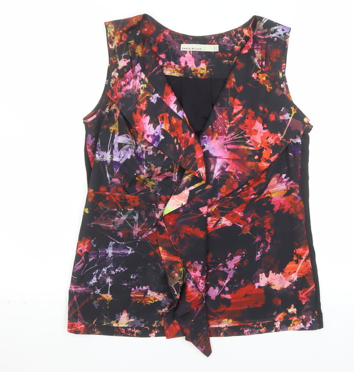 Karen Millen Women’s Multicoloured Floral Wrap Blouse Size 10