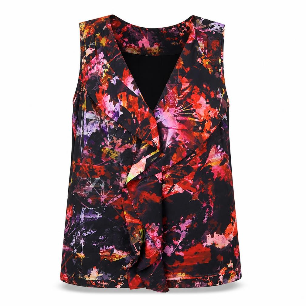 Karen Millen Women’s Multicoloured Floral Wrap Blouse Size 10