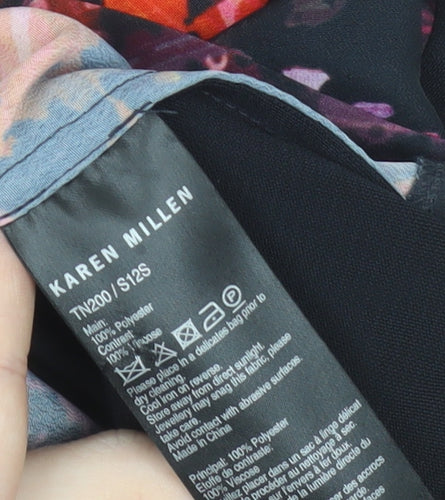Karen Millen Women’s Multicoloured Floral Wrap Blouse Size 10