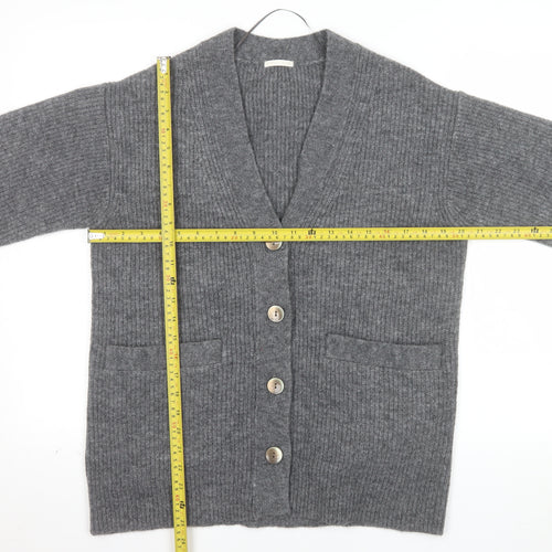 GU Womens Grey Chunky Knit V-Neck Cardigan XS