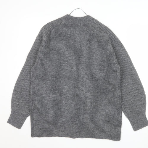 GU Womens Grey Chunky Knit V-Neck Cardigan XS