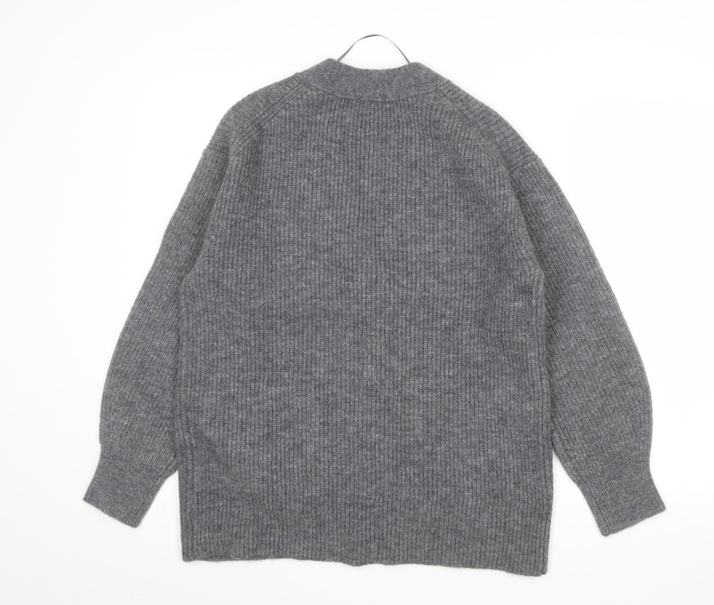 GU Womens Grey Chunky Knit V-Neck Cardigan XS
