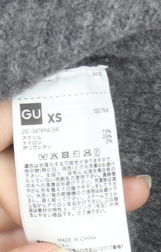 GU Womens Grey Chunky Knit V-Neck Cardigan XS