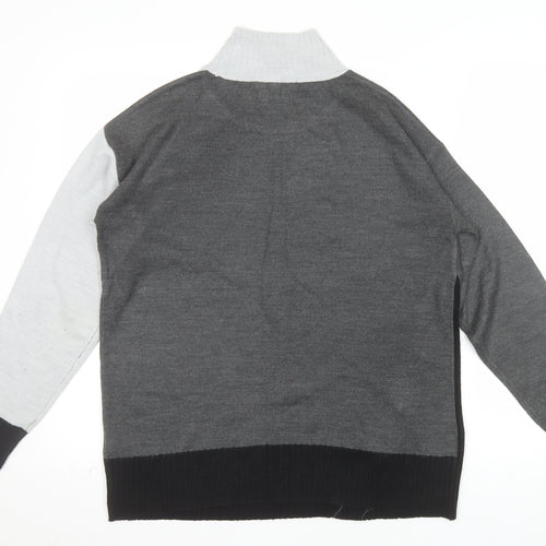 Next Women’s Grey Roll Neck Button Accent Long Sleeve Jumper Size S