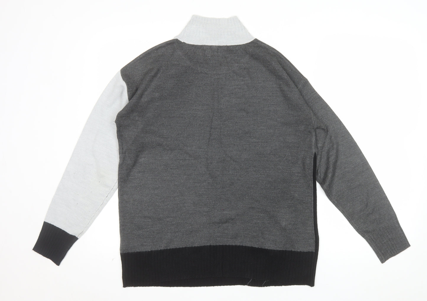 Next Women’s Grey Roll Neck Button Accent Long Sleeve Jumper Size S