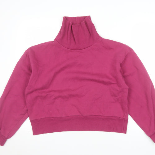 Hype Womens Magenta Long Sleeve Roll Neck Pullover Sweatshirt Size 14