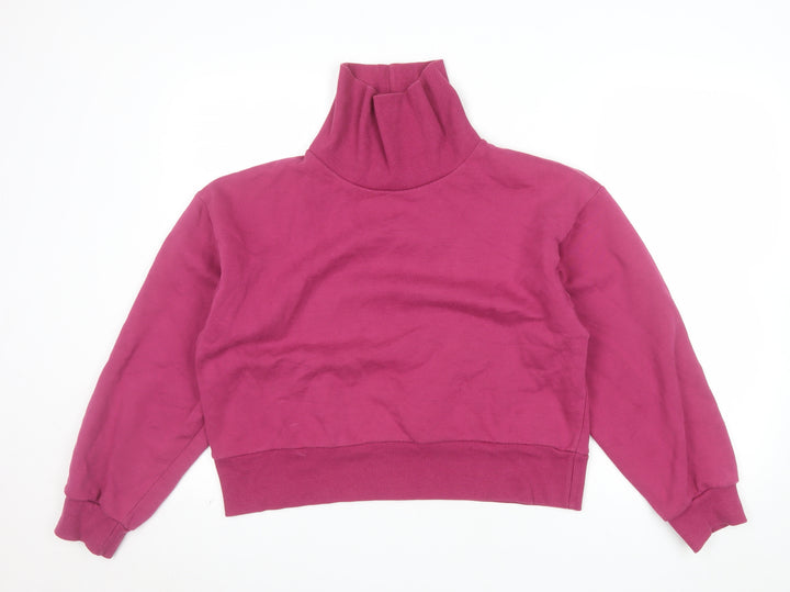 Hype Womens Magenta Long Sleeve Roll Neck Pullover Sweatshirt Size 14
