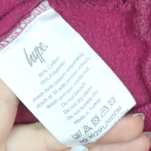 Hype Womens Magenta Long Sleeve Roll Neck Pullover Sweatshirt Size 14