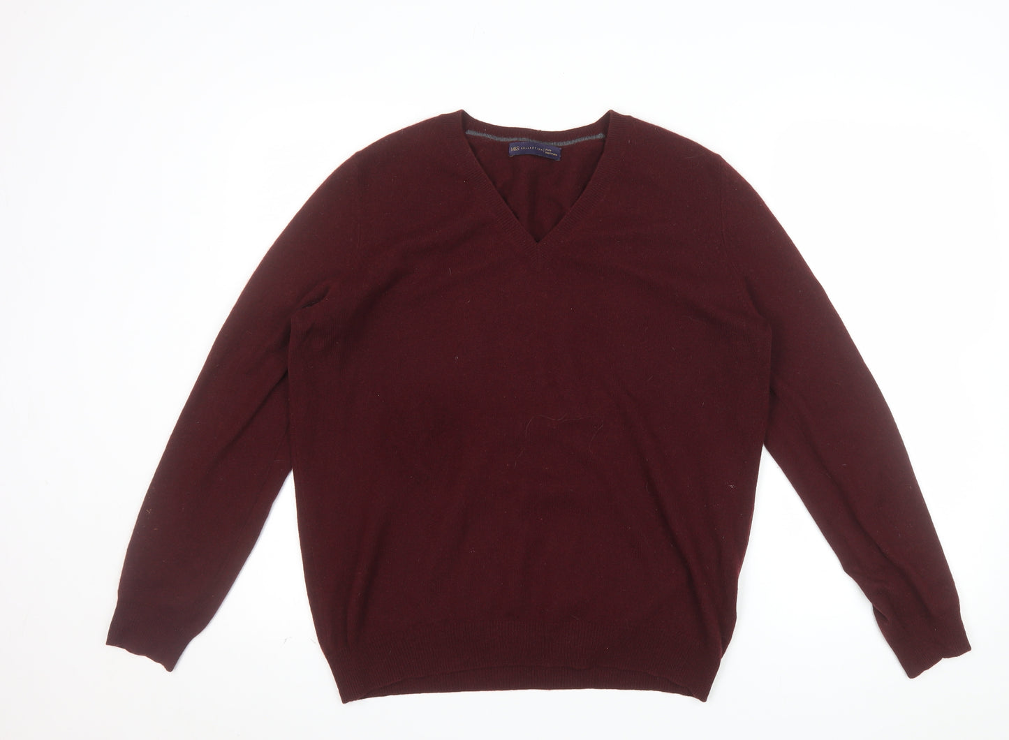 Marks and Spencer Women's Brown Cashmere V-Neck Jumper Size 16