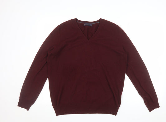 Marks and Spencer Women's Brown Cashmere V-Neck Jumper Size 16