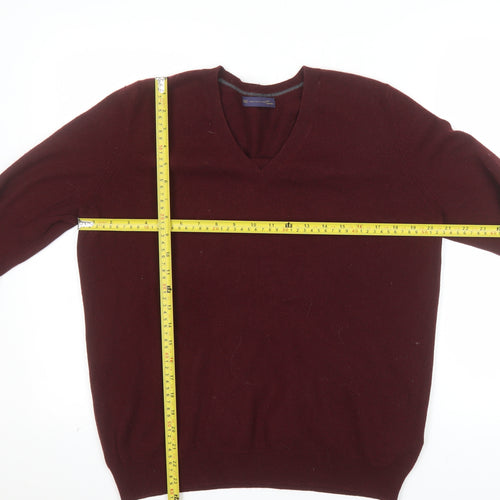 Marks and Spencer Women's Brown Cashmere V-Neck Jumper Size 16