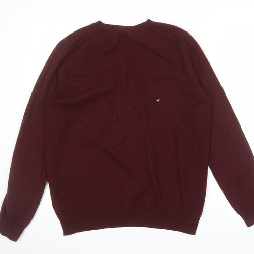 Marks and Spencer Women's Brown Cashmere V-Neck Jumper Size 16