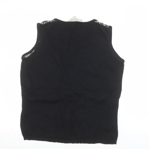 Fenn Wright Manson Women's Black Silk Cotton Sleeveless Tank Top Size 14