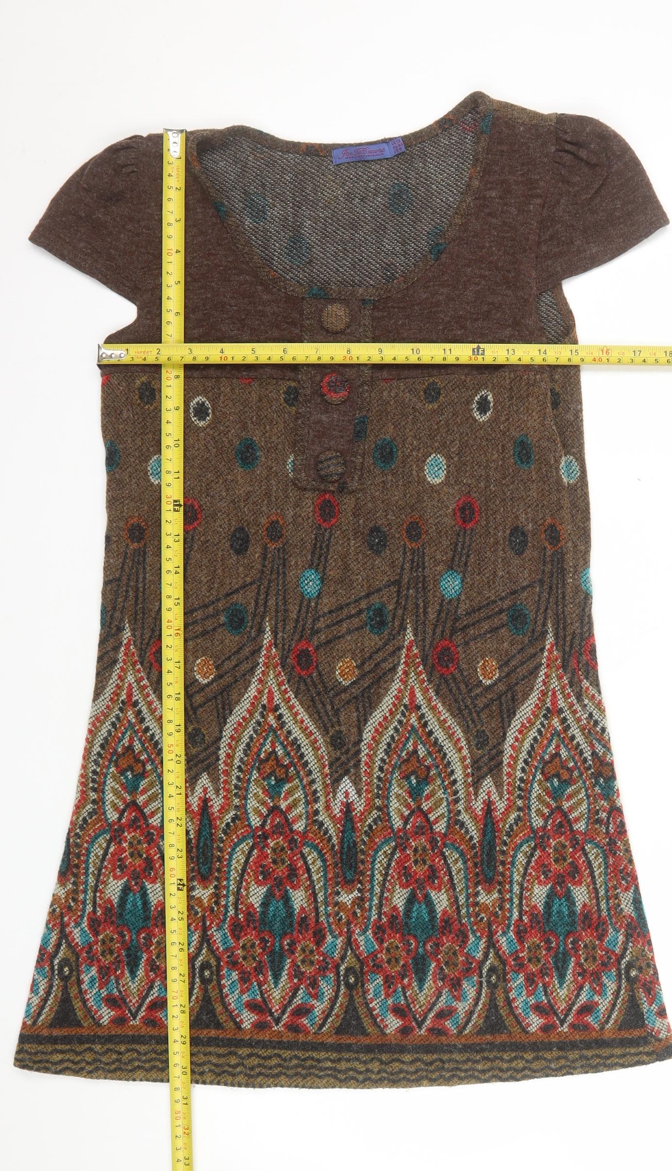 Joe Browns Women Brown Size 12 Shift Dress with Floral Print