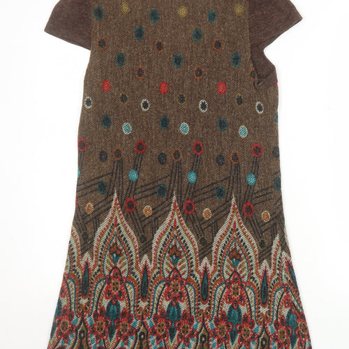 Joe Browns Women Brown Size 12 Shift Dress with Floral Print