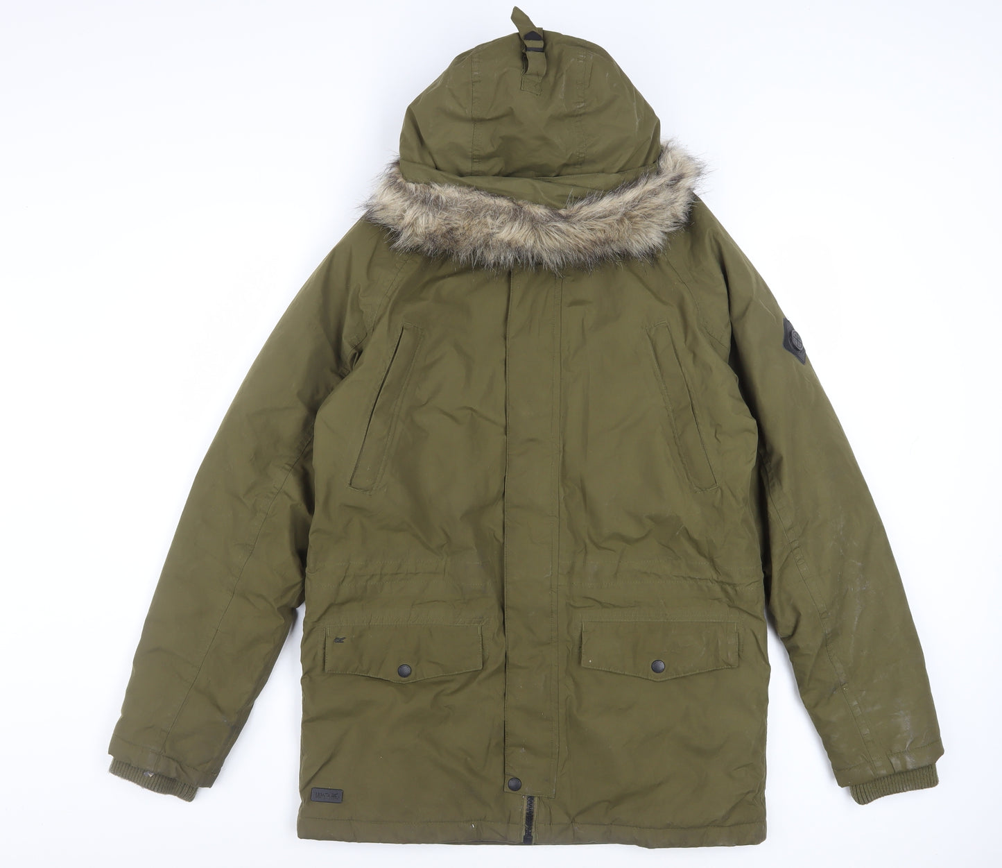 Regatta Women's Green Parka Jacket S Hooded Fur Trim Winter Coat