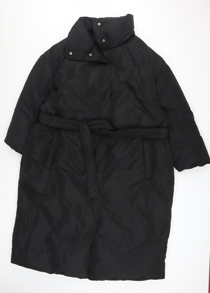 George Women’s Black Long Belted Puffer Coat XL 20-22
