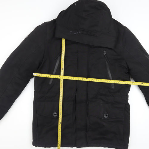 Next Men’s Black Hooded Parka Jacket Medium Water Resistant Cotton Blend