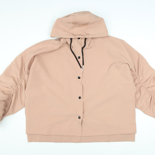 Boohoo Women's Beige Hooded Short Parka Jacket Size M